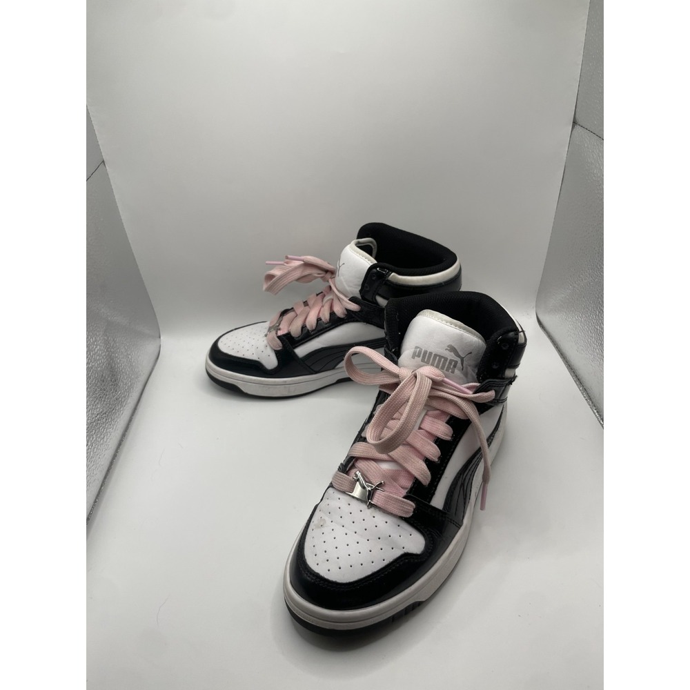 Puma Rebound Layup Shine 401871-01 Kids US 4.5 Running Shoes Black White Sneaker